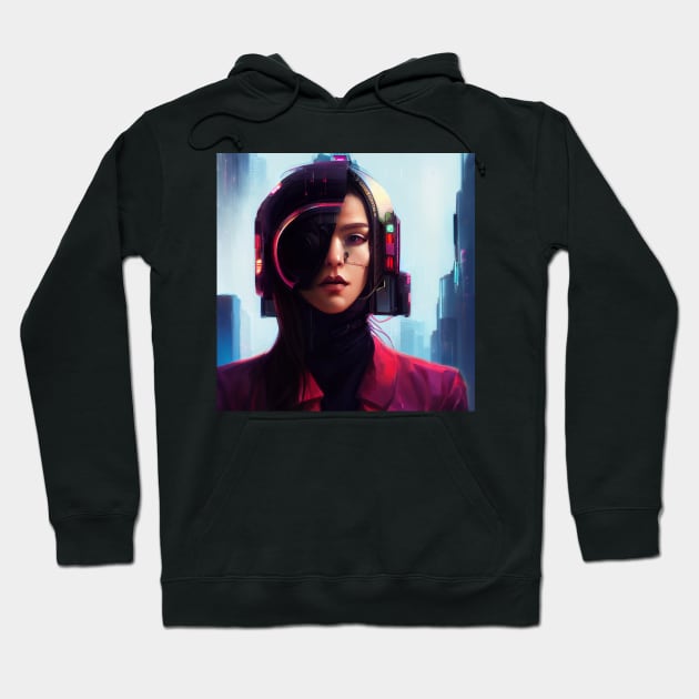 Retro Futuristic Woman Hoodie by The Multiverse is Female